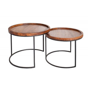Designer Round Shape Metal And Wooden Coffee <b>Table</b> Black & <b>Brown</b> Finished For Home Living Room Decorative Furniture - Product Image 6
