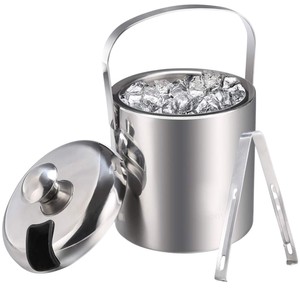 Cubo de Hielo de Lujo de Níquel Pulido Acanalado con Tapa Martillada, Enfriador de Vino Moderno de Acero Inoxidable Hecho a Mano para Hoteles y Fiestas - Product Image 4