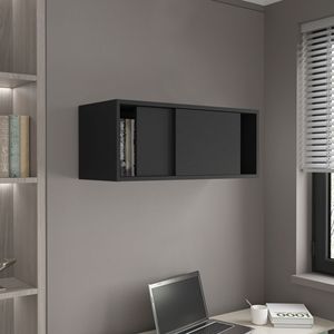 Armadietto da Parete Nero da 13 Pollici con 2 Ante Scorrevoli e 1 Ripiano per Cucina - Product Image 3