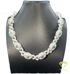 Colgante de Ojo Estilo Hip Hop Personalizado, con Diamantes Moissanite VVS, Plata de Ley 925, Cadena Cubana, Certificado de Joyería - Product Image 4