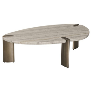 Modern Antique Durable Oval Coffee <b>Table</b> with Marble Top and Steel Frame Handmade High-<b>end</b> Style <b>Living</b> <b>Room</b> Furniture - Product Image 1