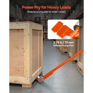Carrello a leva in acciaio al carbonio con capacità di carico di 5000 kg, barra a leva da 170 cm con ruote per pallet di grandi dimensioni, stile a scalpello - Product Image 2