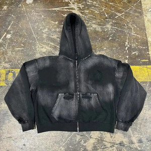 Vente en gros de sweats à capuche unisexes oversize vierges, de haute qualité, pour hommes, en coton mélangé, style vintage délavé à l'acide - Product Image 4