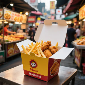 Emballage alimentaire jetable biodégradable et écologique personnalisé, emballage en papier pour frites, poulet, restauration rapide - Product Image 3