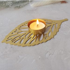 Handmade Gold Metal Leaf <b>Tea</b> Light Candle Holder Decorative Leaf Shaped Votive Candle <b>Stand</b> for Home Decor Table Centerpiece Fes - Product Image 3