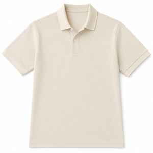 Camisa de Hombre Beige de Manga Corta, Poliéster Piqué, Formal, Color Sólido, Transpirable, Tejido de Punto, Corte Regular, Cierre de Cremallera, Bordada - Product Image 1