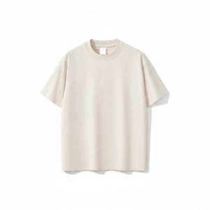T-shirt uni beige premium |   Col rond 100% coton |   T-shirt unisexe vierge en gros pour impression personnalisée - Product Image 1