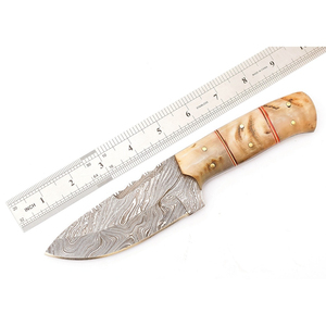 Couteau à dépecer Burraq artisanal en acier Damas de 9 pouces avec une belle poignée et un étui en cuir, parfait pour les activités de plein air et les cadeaux - Product Image 5