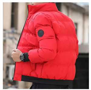 Unisex Black Stand Collar Puffer Jacket Windproof <b>Thick</b> Polyester Wadding Quick Dry Fleece Zipper Closure Casual <b>Winter</b> <b>Coat</b> - Product Image 3