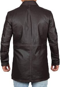 Elegante Chaqueta Larga de Cuero Genuino para Hombre, Abrigos Personalizados de Cuero Genuino OEM Disponibles a Precios de Mayoreo - Product Image 3