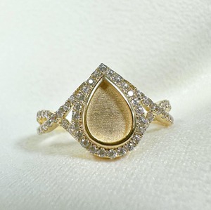 Handmade 18K Gold Plated 925 Sterling Silver 8x10mm Pear Bezel <b>Ring</b> <b>Blank</b> Breastmilk Resin DIY Keepsake Jewelry Finding - Product Image 5