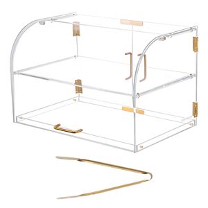 Vitrina Comercial de Dos Niveles para Panadería, Gabinete de Acrílico Transparente para Pastelería, Caja de MDF para Pasteles para Mostrador, Ideal para Centros Comerciales y Fiestas - Product Image 1