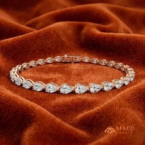Pear Cut Moissanite Hip Hop Tennis Bracelet for <b>Men</b> Rose Gold Plated Luxury <b>Bangle</b> Gift - Product Image 4
