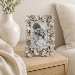 Cadre photo vintage en argent, motif feuille de Ginkgo, de luxe, antique, métallique, pour décoration de table, idéal pour mariages et hôtels (vente en gros) - Product Image 4