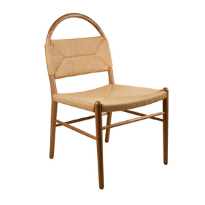 Silla de Comedor de Teca Sólida de Lujo con Asiento Tejido de Ratán Natural – Muebles Elegantes para Restaurantes, Cafés y Hoteles para Exportación al por Mayor - Product Image 1