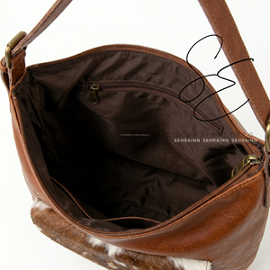 Sac fourre-tout hobo léger en cuir véritable pour femme, sac à bandoulière de luxe en cuir de vachette à poils, personnalisé, pour usage quotidien - Product Image 6