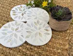 Unique Mother Of Pearl Inlay <b>Resin</b> Coasters Eco-Friendly <b>Table</b> <b>Top</b> Coaster High Quality Mats & Pads Export Quality Coaster - Product Image 3