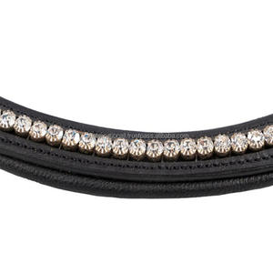 Banda para la frente de caballo de cuero de la mejor calidad, forma de onda, suave, acolchado, elegante, piedras de cristal grandes, banda para la frente ostentosa para caballos - Product Image 5