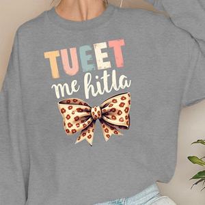 เสื้อสเวตเตอร์ผู้หญิงมีตัวอักษรสีพาสเทลและโบว์ - Product Image 2