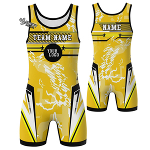 Singlet de Lucha Sublimado para Hombre, Elástico y Duradero, Transpirable, Ligero, Cómodo, Personalizable en la Parte Delantera, Spandex/Poliéster, Nuevo - Product Image 1