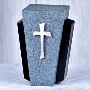 Urna Funeraria de Latón con Patrón de Hojas Azules y Plateadas, Superficie Moteada, para Cenizas Humanas, Urna Conmemorativa - Product Image 3