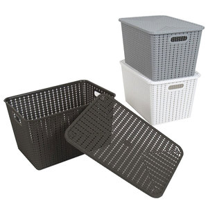 Panier de rangement en plastique Rectangle de couleur personnalisée de haute qualité offre de gros inspirée de rotin écologique pour un usage domestique - Product Image 6