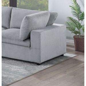 Set Modulare Sezionale 6 Pezzi Grigio Scuro in Velluto a Coste per Soggiorno: 3 Angolari, 2 Poltrone Senza Braccioli, 1 Pouf - Product Image 6