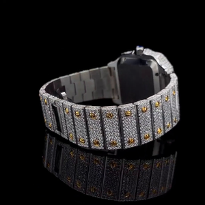 Venta Directa de Fábrica, Relojes Mecánicos Automáticos de Lujo con Esfera de Cristal Cuadrada de Acero Inoxidable y Diamantes Moissanite VVS para Hombre y Mujer - Product Image 5