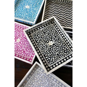 Indian Handmade Luxury High Quality Bone Inlay Serving Tray Direct Factory Price New Design For Home Hotel Restaurant Use - Product Image 5