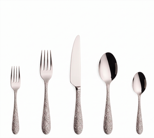 Ensemble de couverts en acier inoxydable satiné argenté de qualité supérieure, finition satinée, pour une table élégante, idéal pour la maison et les événements. - Product Image 1