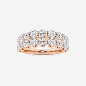 Anillo de Moda con Doble Hilera de Diamantes Redondos Creados en Laboratorio, 2.33 Quilates de Peso Total, Banda de Diamantes de Varias Hileras, Anillo de Joyería Elegante para Uso Diario - Product Image 1