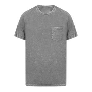 Camisetas de punto sólido estilo vintage con lavado ácido OEM para hombre, 100% algodón, oversize, casual, con hombros caídos y cuello redondo. - Product Image 4