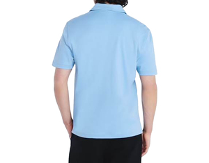 Polo de Manga Corta Azul Claro para Hombre con Logotipo Personalizado, Corte Regular, Color Sólido, Algodón, Estilo Casual, Tejido Transpirable - Product Image 3