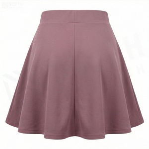Minifalda de Cintura Alta para Mujer, Estilo Casual, Plisada, de Color Sólido, Mezcla de Poliéster y Algodón, para Todas las Temporadas - Product Image 2