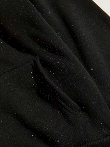 Sudadera con Capucha Extra Grande con Logotipo Personalizado, Diseño de Corazón con Pedrería Negra, Felpa de Algodón Grueso, Estilo Casual Hip Hop para Hombre y Mujer - Product Image 3