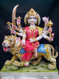 Pure White Marble Durga Maa Idol - Product Image 5