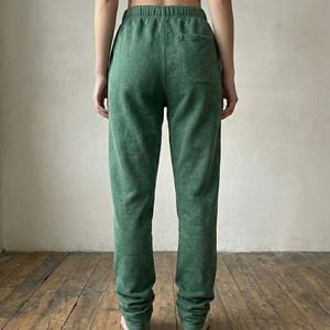 กางเกงวอร์มเอวกลางทรงสแต็ค ย้อมสีแบบวินเทจ สีสั่งทำพิเศษ ผ้าฝ้ายหนานุ่ม กางเกงจ็อกเกอร์ทรงทางการ ยาวพิเศษ ล้างสีแบบแอซิดวอช - Product Image 2