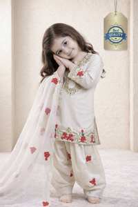 Girls Black Embroidered Salwar Kameez Set With <b>Net</b> <b>Dupatta</b> Traditional Indian Pakistani Party Wear Ankle Length Loose Fit - Product Image 3