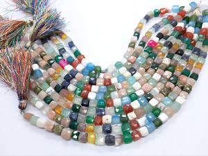 AAA Natural Mix Semi Precious Faceted Cube Beads 6-6.5 MM Disco <b>Gemstone</b> Cube Beads 9 Inch 3D Faceted Mix Cube Beads For Jewelry - Product Image 4