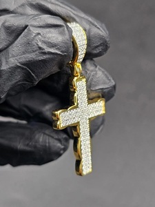 สร้อยคอประดับเพชรแนวฮิปฮอปโทนสีทองจี้ไขว้สุดคลาสสิกแบบมีเอกลักษณ์เครื่องประดับหรูหราขนาดเล็ก - Product Image 6