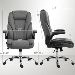 Sedia da Ufficio Direzionale Grigio Antracite con Braccioli Ribaltabili e Tessuto a Rombi, Certificata BIFMA, Struttura in Ferro - Product Image 3