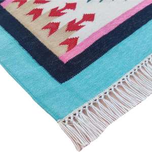 Tapis en coton à motifs Kilim intemporel pour entrée de studio de yoga ou zones de cuisson 047 - Product Image 5