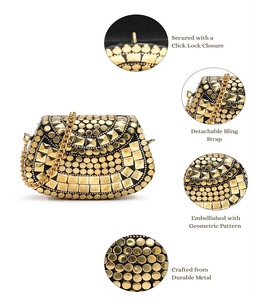 Bolsos de mano de noche para mujer, de nácar, metalizados, con mosaico y kundan, estilo indio, multicolor, de f s i - Product Image 5