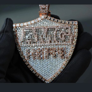 Pendentif Lettre Personnalisé, Moissanite Naturelle VVS1 Taille Baguette, Pendentif Hip Hop Personnalisé, Moissanite Certifiée GRA, Pendentif Breloque Homme - Product Image 2