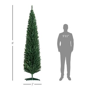 Albero di Natale Artificiale a Forma di Matita Non Illuminato, 2,4 Metri, con 618 Punte Realistiche, Base in Plastica, Verde - Product Image 3