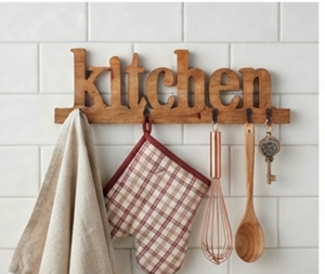 Fine Quality Wooden Kitchen Shape Metal Wall <b>Hook</b> Rustic Style Perfect For Bathroom Coat And Towel Storage Solution - Product Image 4