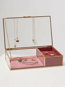 Premium Quality Metal Glass Jewelry <b>Box</b> With Multiple Compartments For <b>Earrings</b> Pendants Rings And Watches Storage - Product Image 6