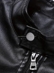 Veste tendance en cuir véritable à fermeture éclair personnalisée pour hommes de bonne qualité à des tarifs de gros Vestes tendance en cuir de couleur personnalisée - Product Image 4