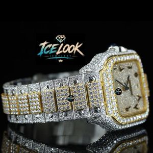 นาฬิกาข้อมือผู้ชาย ICE LOOK หรูหรา ทรงเหลี่ยม ตัวเรือนสแตนเลสสตีล ขนาด 40 มม. กลไก Miyota ระบบอนาล็อก ควอตซ์ หน้าปัดคริสตัลแซฟไฟร์ สายขนาด 20 มม. ประดับเพชร - Product Image 2