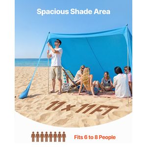Tenda da Spiaggia Alta 2 Metri, Protezione Solare UPF50+, Gazebo 3,35 x 3,35 m Facile da Montare con Sacchi di Sabbia e Pali di Stabilità, Pronta per l'Estate - Product Image 2